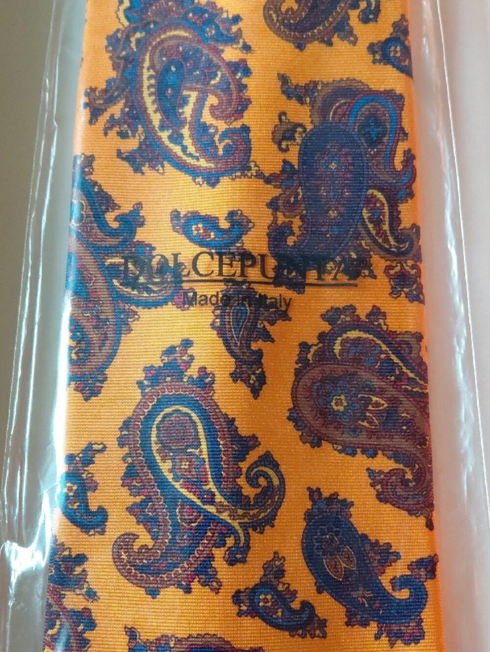 Paisley Silk Tie in Gold and Purple - Unbranded